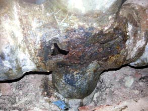 Corroded sewage pipe