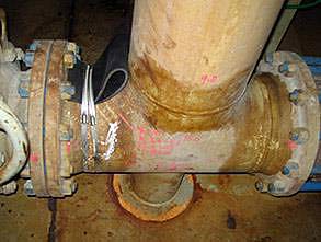 Severe deterioration on pipework at welded joints